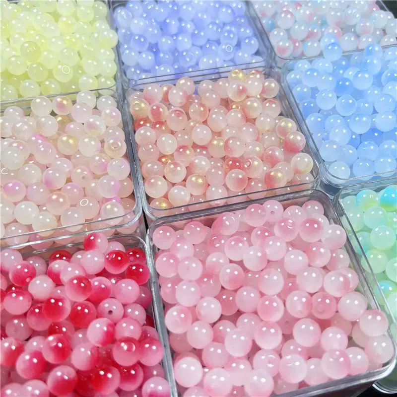 Стеклянные двухцветные круглые бусины ручной работы, браслет, ожерелье, цепочка, аксессуары, 500 штук, 8 мм, градиент, DIY