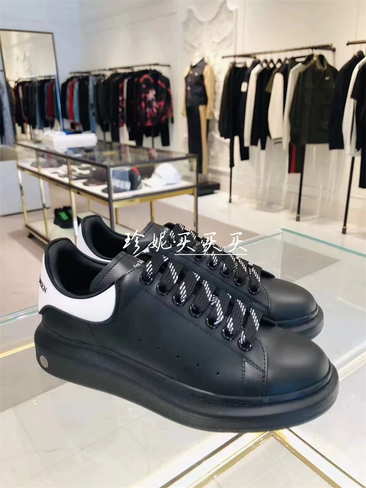 Прямая покупка в Гонконге, маленькие белые туфли McQueen McQueen, каплевидный хвост, толстая подошва, мужская повседневная обувь