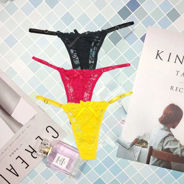 3 шт./набор женщины sexy thong трусики кружевные прозрачные
