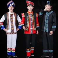 New Miao trang phục nam thiểu số trang phục biểu diễn Zhuang trang phục của nam giới Yi Li dân tộc hiệu suất quần áo bầu không khí quần jean nam