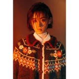 Ретро трехмерный свитер для отдыха, куртка, трикотажный кардиган, в цветочек