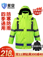 Áo mưa phản quang mùa đông trần bông ấm áp thích hợp mặc vào mùa đông cho công nhân công trường