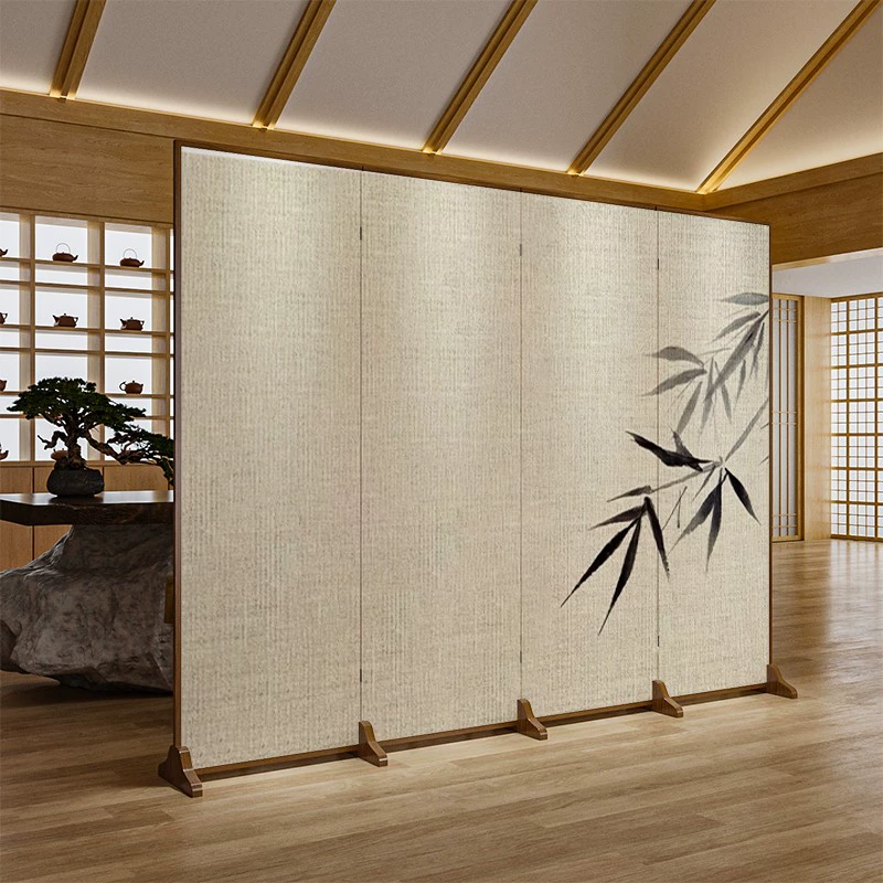 Vách ngăn tre theo phong cách Thiền Trung Quốc
         tùy chỉnh có thể gập lại di động phòng khách lối vào sảnh văn phòng phòng trà phòng riêng không chặn vách cnc phòng thờ đẹp 