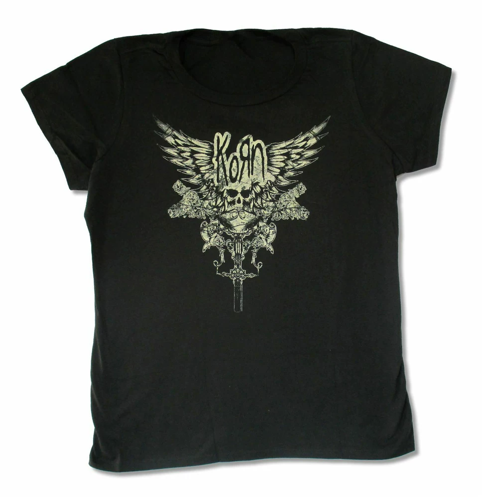 Футболка для девочек Korn Skull Wings, новая мерч группы, черная