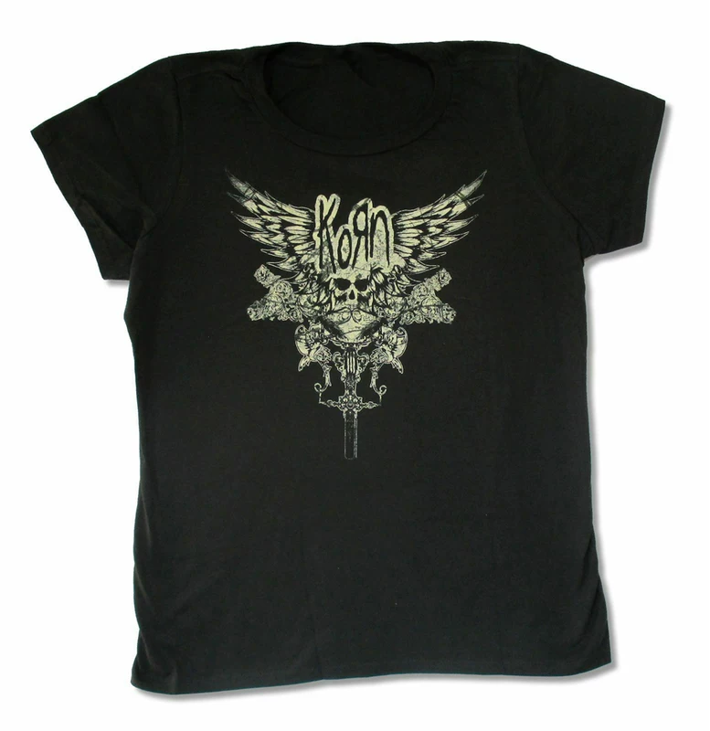 Футболка для девочек Korn Skull Wings, новая мерч группы, черная