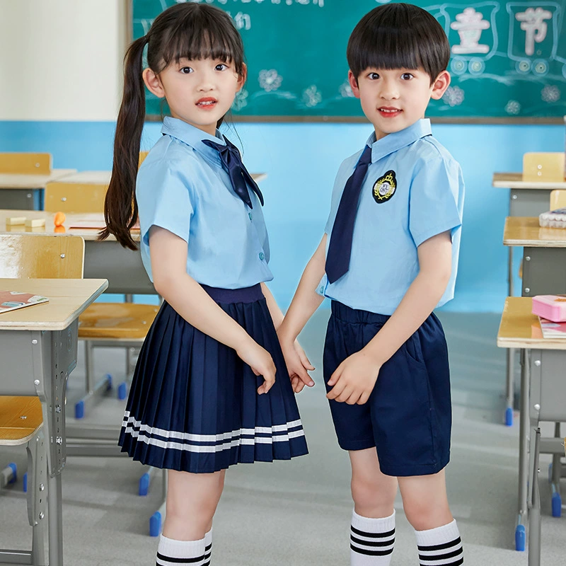 Nam sinh và nữ sinh đồng phục học sinh mùa hè ngắn tay phù hợp với học sinh tiểu học đồng phục mẫu giáo đại học phong cách Anh trang phục hai mảnh - Đồng phục trường học / tùy chỉnh thực hiện