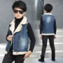 Áo khoác bé trai denim 2018 mùa xuân và mùa thu quần áo trẻ em Áo sơ mi trẻ em Hàn Quốc trong bộ đồ vest bé trai cao bồi vest - Áo thể thao áo khoác gió thể thao