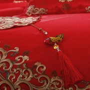 Cờ đồ trang trí đám cưới đám cưới giường giường lớn satin bông đỏ thêu tổng chiều dài 2,3 m chính hãng - Khác