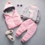 Áo bé gái cộng với áo len nhung dày ba mảnh nam bé mùa thu và mẫu mùa đông 1-2-3-4 tuổi áo cotton 0 quần áo trẻ em áo phao trẻ em mùa đông