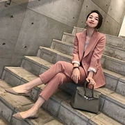 2018 mùa xuân và mùa hè Hàn Quốc thời trang giản dị phụ nữ phù hợp với phù hợp với mỏng nhỏ phù hợp với Harlan quần khí hai mảnh