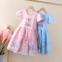 Летнее платье, детская летняя одежда, хлопковая юбка на девочку, наряд маленькой принцессы, коллекция 2023, в западном стиле, короткий рукав