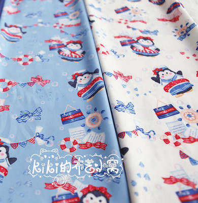 taobao agent Kiki fabric original summer little penguin lolita handlift fabric handmade DIY children's clothing baby clothing BJD