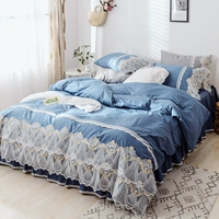 Váy ren mùa hè bốn mảnh đơn giản cotton cotton bed quilt quilt công chúa phong cách rắn màu 1,8m bộ đồ giường - Váy Petti váy giường khách sạn