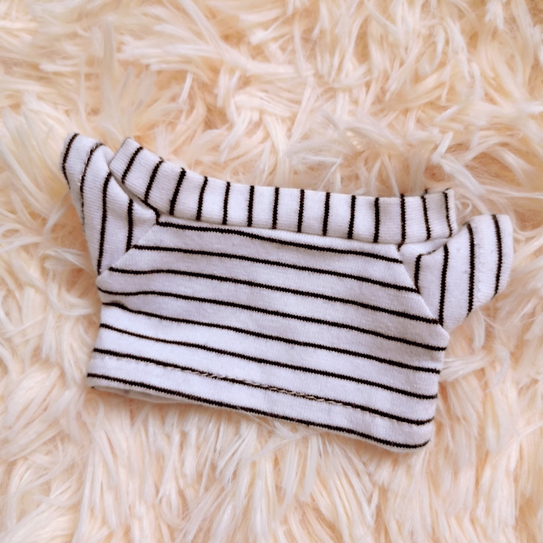Black And White Stripes15c m bjd  Versatile stripe Crew neck T-shirt Denim shorts