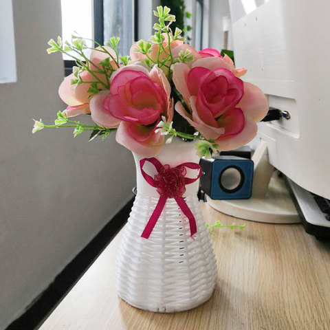 仿真玫瑰花+花篮室内外装饰多色可选优惠券