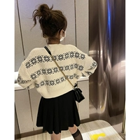 Ретро свитер, куртка, весенний трикотажный короткий кардиган, коллекция 2021, в корейском стиле
