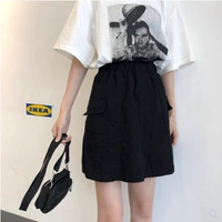 Летняя мини-юбка, юбка для школьников, коллекция 2021, в корейском стиле, оверсайз, эластичная талия, А-силуэт