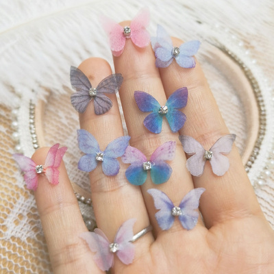 taobao agent Double-layer small shiffon earrings for manicure, accessory, doll
