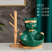 Фортуна кошка (темно -зеленый)+деревянная рама
