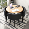 Water Quarter round table+black leather chair 4 chair 4 chairs