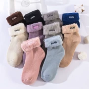 Vớ nữ mùa đông cộng với nhung dày len ấm trong ống vớ cotton kéo terry vớ mùa đông siêu dày khăn phụ nữ vớ