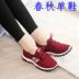 2018 mùa xuân mới tuổi Bắc Kinh giày vải của phụ nữ thấp cắt vành đai thể thao và giải trí đáy mềm không trượt sinh viên giày chạy Giày cắt thấp
