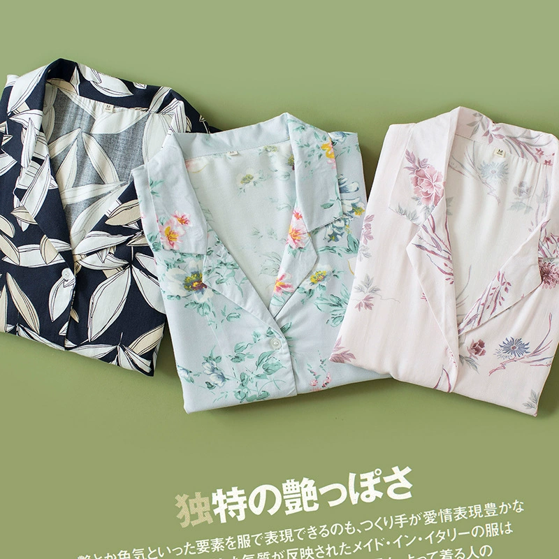 Bộ đồ ngủ nữ dài tay mùa xuân và mùa thu, cotton phiên bản phục vụ tại nhà của Hàn Quốc, cotton lụa cỡ lớn, quần áo lụa mô phỏng điều hòa không khí, thư giãn - Cha mẹ và con