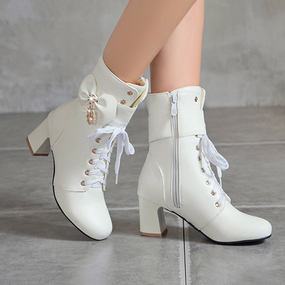 taobao agent Martens, demi-season high low boots with zipper