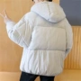 Phong cách Hồng Kông mùa đông ấm áp trùm đầu bánh mì áo khoác áo khoác nam phiên bản Hàn Quốc của áo khoác ngắn cotton dày xuống áo jean nam