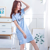 Hàn quốc phiên bản của nightdress nữ mùa hè cotton ngắn tay váy ngọt ngào dễ thương cộng với chất béo kích thước lớn đồ ngủ ít ladies home dịch vụ mùa hè váy ngủ gợi cảm