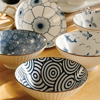 Сине-белая японская большая супница домашнего использования, посуда