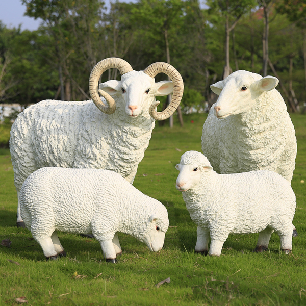 На открытом воздухе газон Наземный сад пейзаж декоративный стекло, сталь животное скульптура моделирование козел чистая овечья модель Эскиз украшение