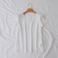 Летняя японская шифоновая белая футболка, топ, подходит для импорта, V-образный вырез