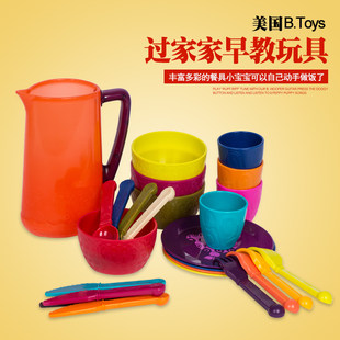 B.Toys 子供用ままごとおもちゃ女の子教育楽しいカラフルなキッチン食器セット