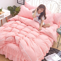 Váy cotton bốn mảnh kiểu dáng công chúa Cotton cotton đôi giường đơn chăn 1.5 1.5 2m giường chăn ga khách sạn