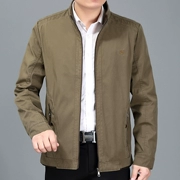 Áo khoác nam trung niên nam cha mặc áo khoác mùa xuân và mùa thu cotton thẳng thường áo khoác nam trung niên mỏng cổ áo