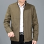 Áo khoác nam trung niên nam cha mặc áo khoác mùa xuân và mùa thu cotton thẳng thường áo khoác nam trung niên mỏng cổ áo áo nam