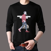 Dài tay T-Shirt nam in màu rắn vòng cổ từ bi nam thanh niên của Hàn Quốc phiên bản của chiếc áo Mỏng
