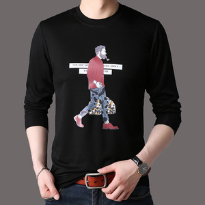 Dài tay T-Shirt nam in màu rắn vòng cổ từ bi nam thanh niên của Hàn Quốc phiên bản của chiếc áo Mỏng mua áo thun nam