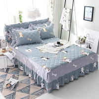 Đầm cotton trải giường loại chống trượt giường đơn mảnh cotton dày tạp dề trải giường bảo vệ tấm ren 100% - Váy Petti 	chân váy giường