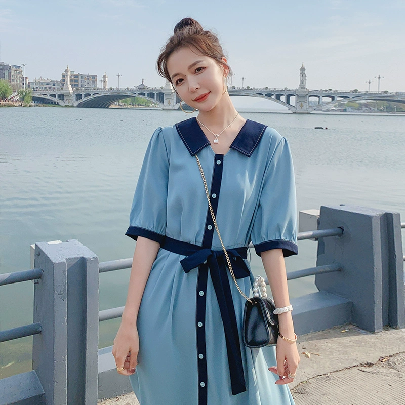 Váy đầm nữ mùa hè năm 2021 của Pháp phiên bản mới của Hàn Quốc của bộ sưu tập váy dài ngang eo khâu eo mỏng - Sản phẩm HOT