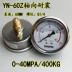 Địa chấn YN-60ZT trục cạnh địa chấn đồng hồ đo áp suất G1/4 áp suất dầu khí lỏng áp suất nước 40MPA/400 KG 