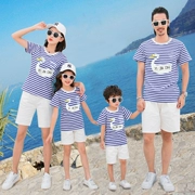 Cha mẹ và con mặc 2018 mới triều mùa hè ăn mặc mẹ và con mùa hè ngắn tay gia đình mùa hè ăn mặc một gia đình ba phụ nữ quần áo