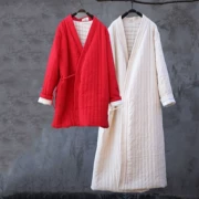 Áo gió quốc gia retro mới của Trung Quốc phần dài của phụ nữ áo khoác cotton phong cách Trung Quốc lỏng lẻo mùa thu và áo choàng cotton mùa đông Zen - Bông