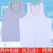 Mùa hè nam trung niên tay ngắn cotton nam vest cha trung niên áo thun lỏng lẻo ông nội từ bi - Áo vest