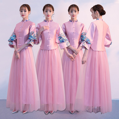 Bridesmaid dress, retro long evening dress, Chinese style, 2021 collection, fitted