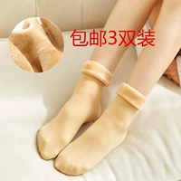 Mùa thu và mùa đông sản phẩm mới cộng với nhung dày ống ấm vớ vớ ngắn vớ cotton thịt màu tuyết vớ phụ nữ quần tất siêu dai