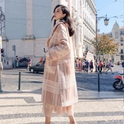 Chanel Coco 2018 phổ biến áo khoác kẻ sọc nữ mùa thu đông mới dài phần rộng áo khoác len gió Hepburn