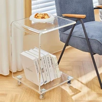 Современный и минималистичный акриловый журнальный столик для кровати, универсальная тележка, диван