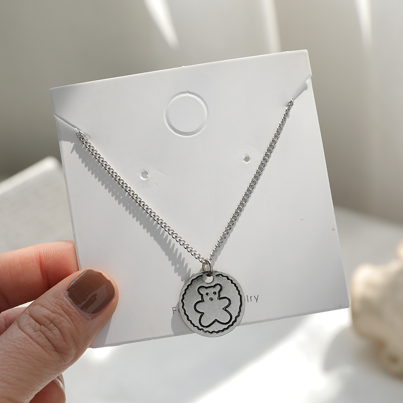 Bear Necklace 1856lovely interest Retro Bear Necklace female ins men and women Internet celebrity Hip hop personality Simple and versatile have more cash than can be accounted for sweater chain